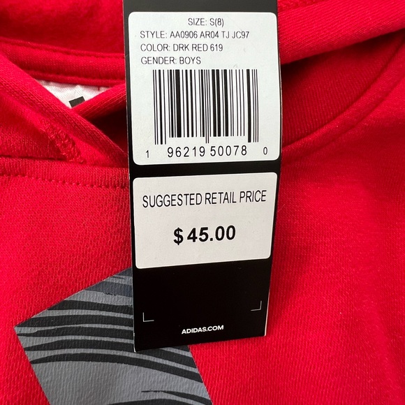 Adidas Kids Red Hoodie - Picture 3 of 7